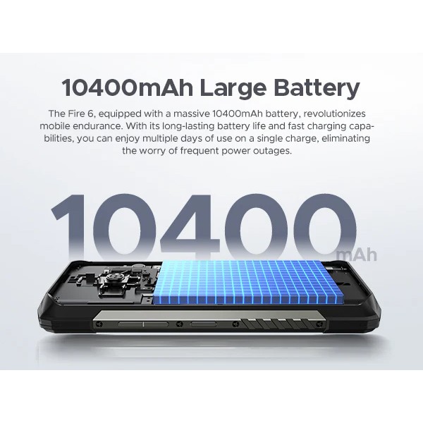 DOOGEE smartphone Fire 6, 6.56", 6/256GB, 10400mAh, IP68/IP69K, μαύρο