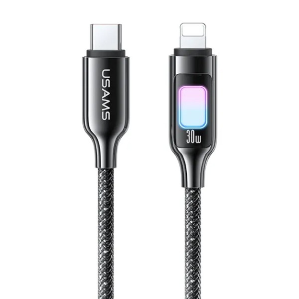 USAMS καλώδιο Lightning σε USB-C SJ749, 30W, 480Mbps, 1.2m, μαύρο - USB-C (Type-C)