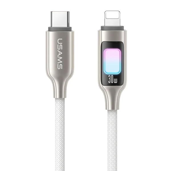 USAMS καλώδιο Lightning σε USB-C SJ749, 30W, 480Mbps, 1.2m, λευκό - USB-C (Type-C)