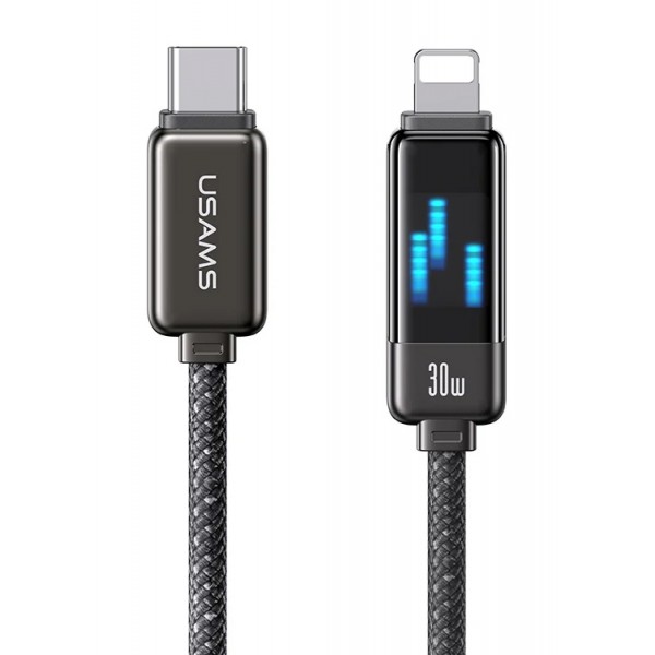 USAMS καλώδιο Lightning σε USB-C SJ743, 30W, 480Mbps, 1.2m, μαύρο - USB-C (Type-C)