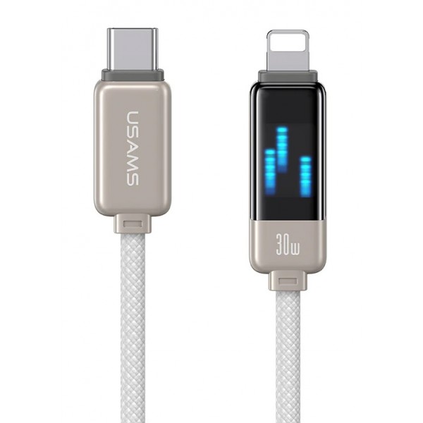 USAMS καλώδιο Lightning σε USB-C SJ743, 30W, 480Mbps, 1.2m, λευκό - USB-C (Type-C)