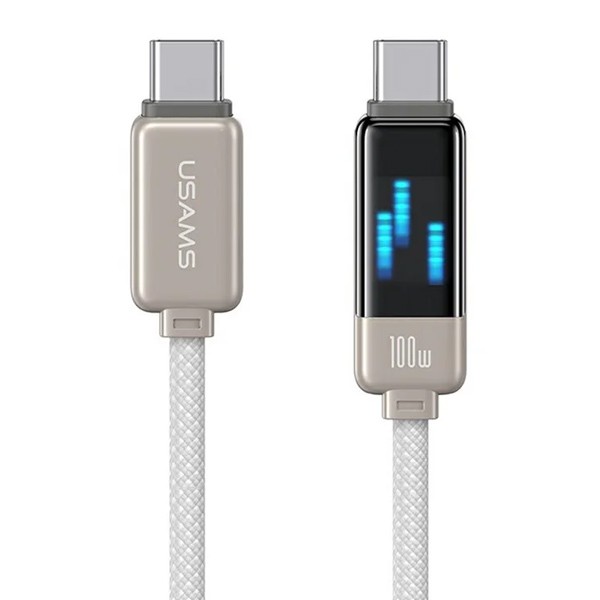 USAMS καλώδιο USB-C SJ744, 100W, 480Mbps, 1.2m, λευκό - USB-C (Type-C)