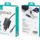 USAMS φορτιστής τοίχου CC266 με καλώδιο, USB & USB-C, 65W, GaN, μαύρος