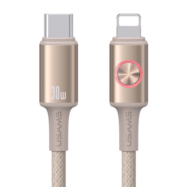 USAMS καλώδιο Lightning σε USB-C SJ753, 30W, 480Mbps, 1.2m, μπεζ - USB-C (Type-C)