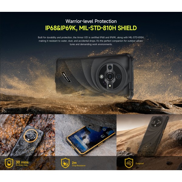 ULEFONE smartphone Armor X31, 6.56", 6/128GB, 6050mAh, IP68/IP69K, μαύρο