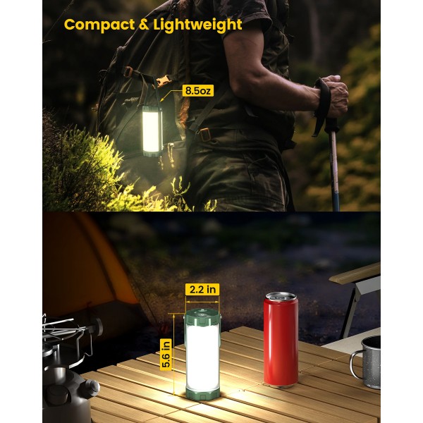 GLOCUSENT LED φανάρι GLCSNTCL001G, επαναφορτιζόμενο, έως 1200lm, IP68, πράσινο