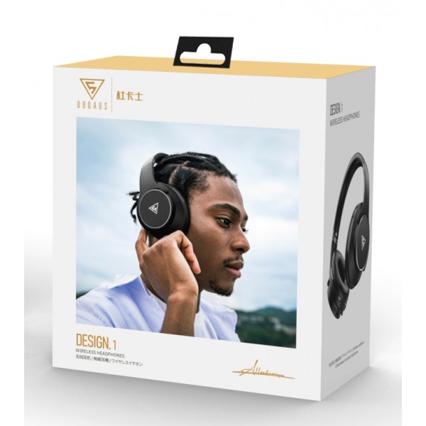 DOQAUS headphones DESIGN 1, ασύρματα & ενσύρματα, Φ40mm, 600mAh, μαύρα