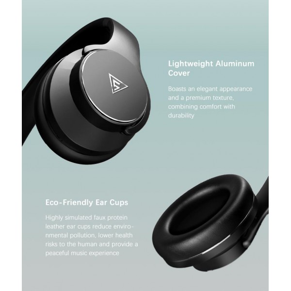 DOQAUS headphones DESIGN 1, ασύρματα & ενσύρματα, Φ40mm, 600mAh, γκρι