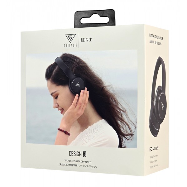 DOQAUS headphones DESIGN 3, ασύρματα & ενσύρματα, Φ40mm, 600mAh, μαύρα