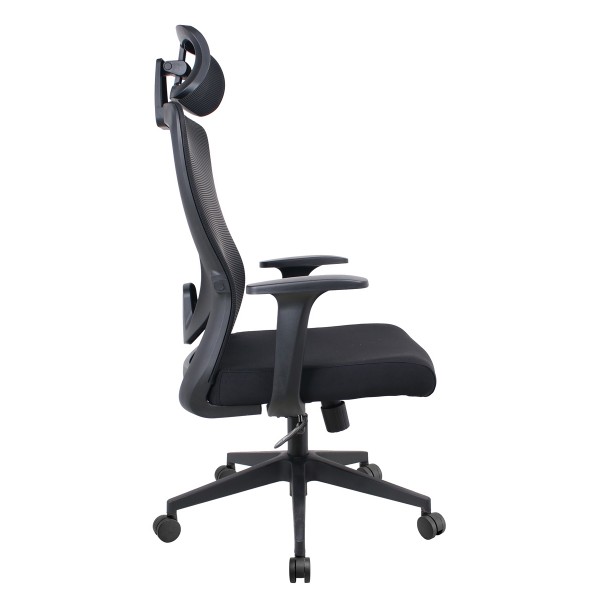 POWERTECH καρέκλα γραφείου PT-1390 με μπράτσα και ανάκλιση, ρυθμιζόμενο ύψος, μαύρη