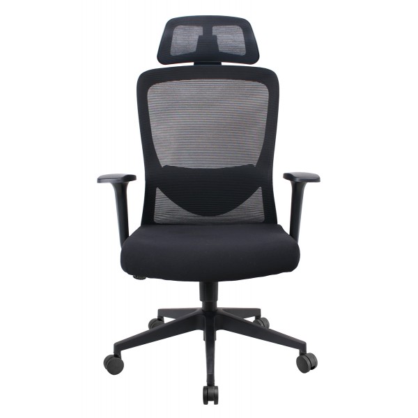 POWERTECH καρέκλα γραφείου PT-1390 με μπράτσα και ανάκλιση, ρυθμιζόμενο ύψος, μαύρη