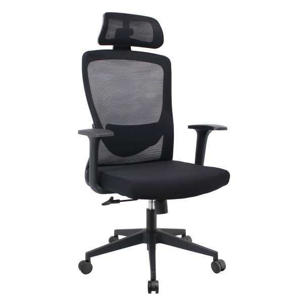 POWERTECH καρέκλα γραφείου PT-1390 με μπράτσα και ανάκλιση, ρυθμιζόμενο ύψος, μαύρη - Εξοπλισμός γραφείου