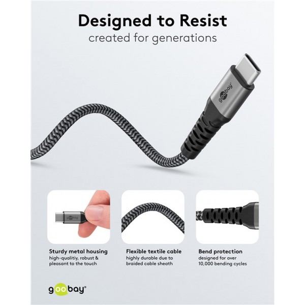 GOOBAY καλώδιο USB-C σε 2x USB-C 75739, 60W, 480Mbps, 1.5m, γκρι