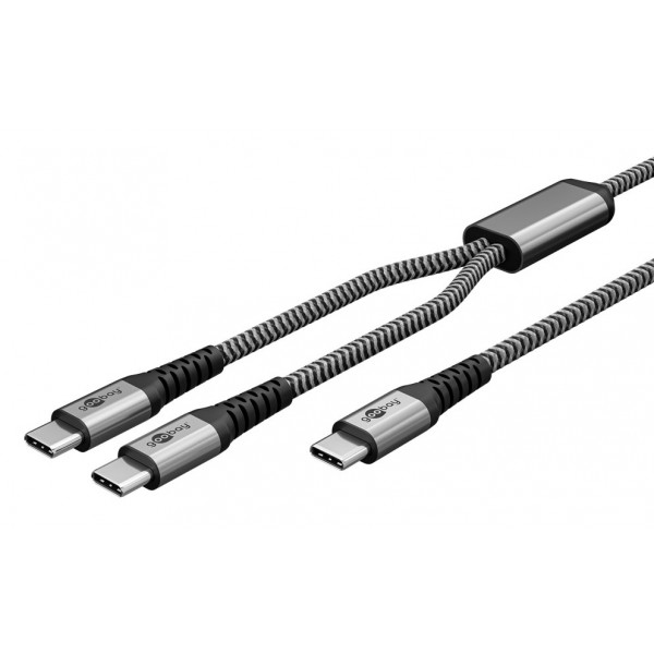 GOOBAY καλώδιο USB-C σε 2x USB-C 75739, 60W, 480Mbps, 1.5m, γκρι - USB-C (Type-C)