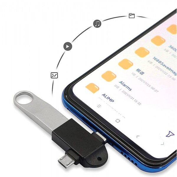 POWERTECH αντάπτορας USB σε USB-C & micro USB CAB-UC090, 5Gbps, μαύρος - USB