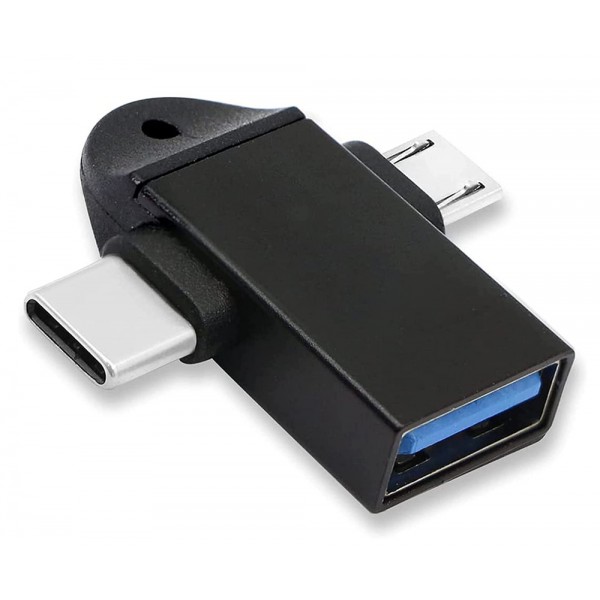 POWERTECH αντάπτορας USB σε USB-C & micro USB CAB-UC090, 5Gbps, μαύρος - USB