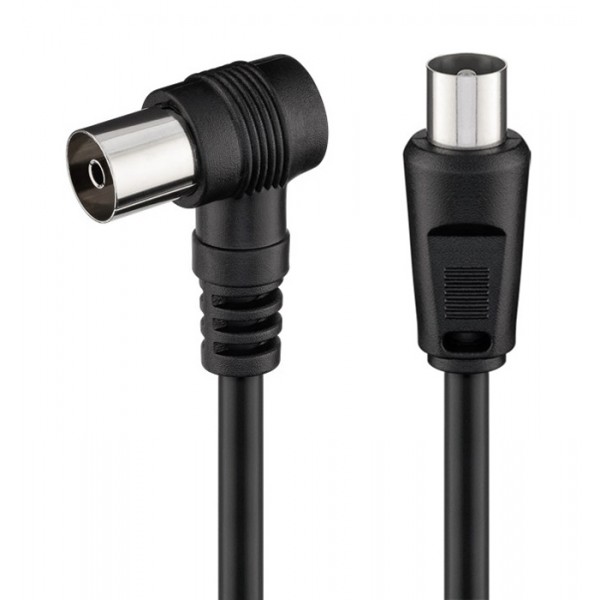 POWERTECH καλώδιο κεραίας RF αρσενικό - RF θηλυκό CAB-V041, γωνιακό, μαύρο, 1.5m - RF (Κεραίας)