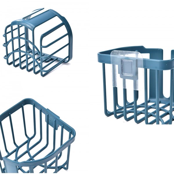 HOME USE επιτοίχια χαρτοθήκη μπάνιου HUH-0220 με αυτοκόλλητο, 11x14x13.5cm, μπλε