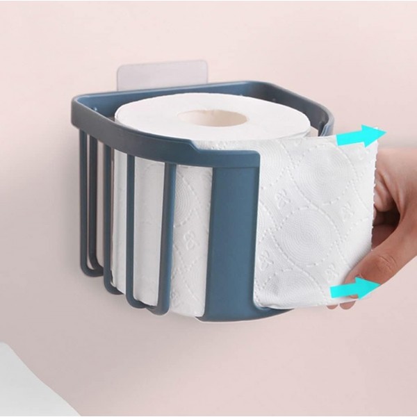 HOME USE επιτοίχια χαρτοθήκη μπάνιου HUH-0220 με αυτοκόλλητο, 11x14x13.5cm, μπλε - Οργάνωση Χώρου