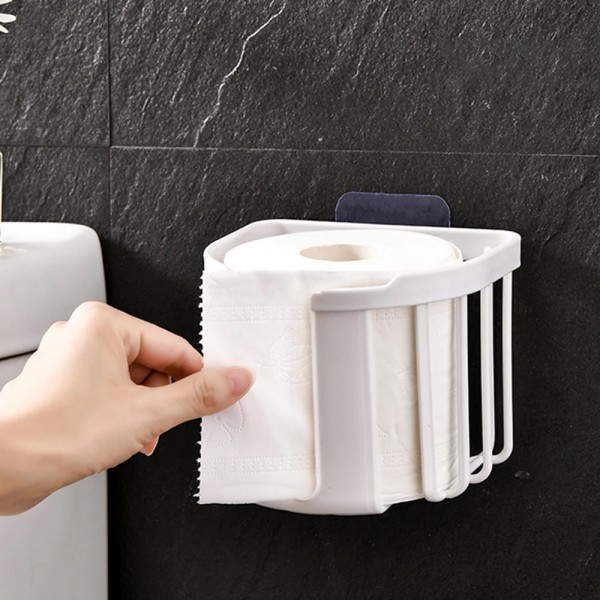 HOME USE επιτοίχια χαρτοθήκη μπάνιου HUH-0223 με αυτοκόλλητο, 11x14x13.5cm, λευκή - Οργάνωση Χώρου