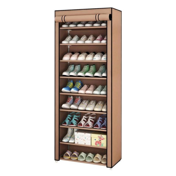 HOME USE υφασμάτινη παπουτσοθήκη HUH-0221 με 9 ράφια, 57x28x160cm, καφέ - Οργάνωση Χώρου