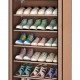 HOME USE υφασμάτινη παπουτσοθήκη HUH-0221 με 9 ράφια, 57x28x160cm, καφέ