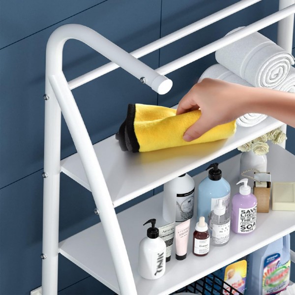 HOME USE ραφιέρα μπάνιου HUH-0222 με 3 ράφια, μεταλλική, 65x25x175cm, λευκή