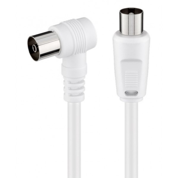 POWERTECH καλώδιο κεραίας RF αρσενικό - RF θηλυκό CAB-V040, γωνιακό, λευκό, 1.5m - RF (Κεραίας)