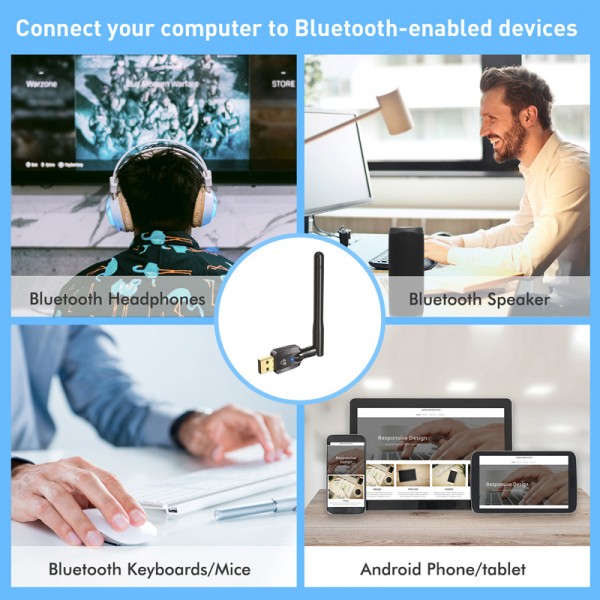 POWERTECH USB Bluetooth 5.4 αντάπτορας PT-1385 με εμβέλεια έως 100m - Κάρτες Δικτύου - USB Dongles