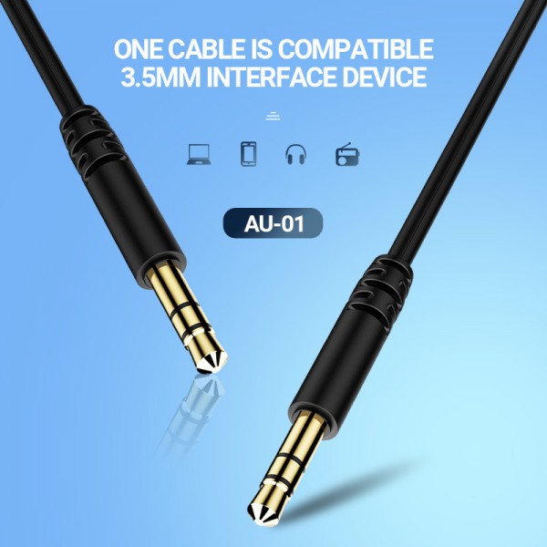 CELEBRAT καλώδιο ήχου 3.5mm AU-01, AUX, 1m, μαύρο - Ήχος