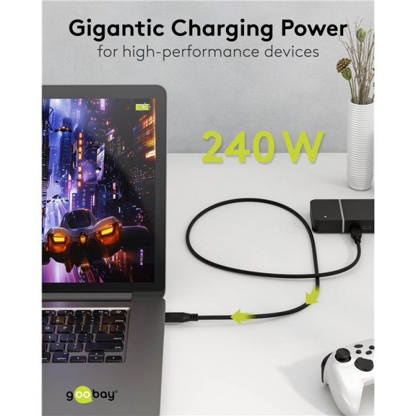 GOOBAY καλώδιο USB-C 74183, USB4, 240W, 40Gbps, 8K/60Hz, 1m, μαύρο - GOOBAY