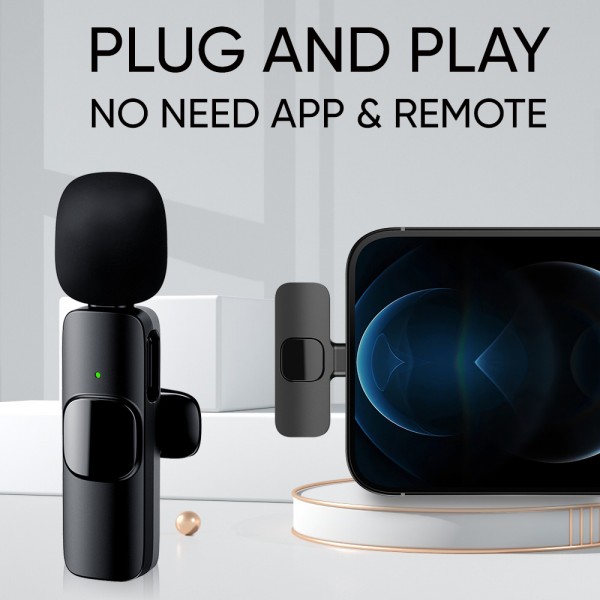 APEXEL ασύρματο μικρόφωνο APL-MIC003, USB-C, 2.4GHz, μαύρο - Αξεσουάρ κινητών