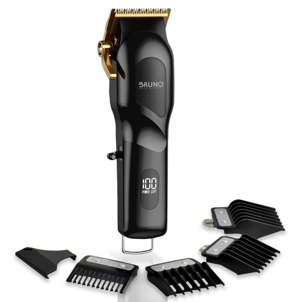 BRUNO BRN-0222 Επαγγελματική Κουρευτική μηχανή επαναφορτιζόμενη με βάση, μαύρη - Προσωπική Περιποίηση