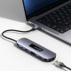 USAMS docking station US-SJ643, 8 θυρών, USB-C, 4K, 100W PD, LAN, γκρι
