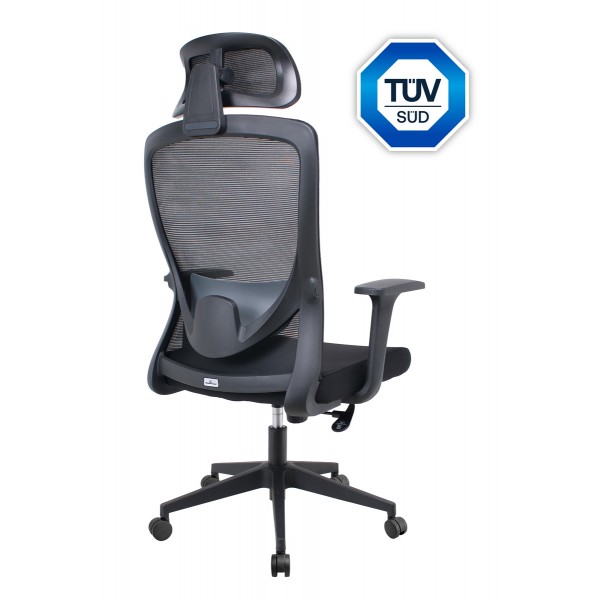 POWERTECH καρέκλα γραφείου PT-1390 με μπράτσα και ανάκλιση, ρυθμιζόμενο ύψος, μαύρη - Εξοπλισμός γραφείου