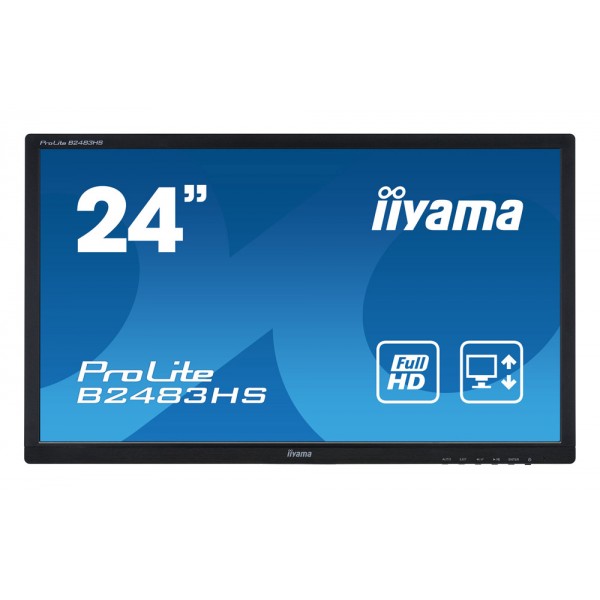 IIYAMA used οθόνη B2483HS LED, 24" Full HD, VGA/HDMI/DisplayPort, χωρίς βάση, Grade B - Used Οθόνες PC