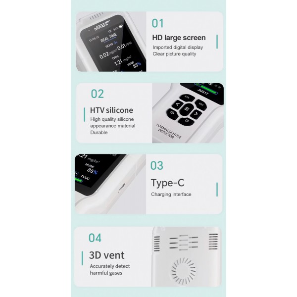 NOYAFA ψηφιακός μετρητής περιβάλλοντος JMS17, 4 σε 1, επαναφορτιζόμενος