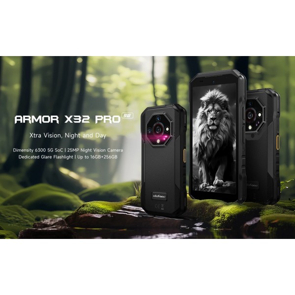 ULEFONE smartphone Armor X32 Pro, 5.65", 8/256GB, 5G, 5500mAh, IP68/IP69K, μαύρο - ULEFONE