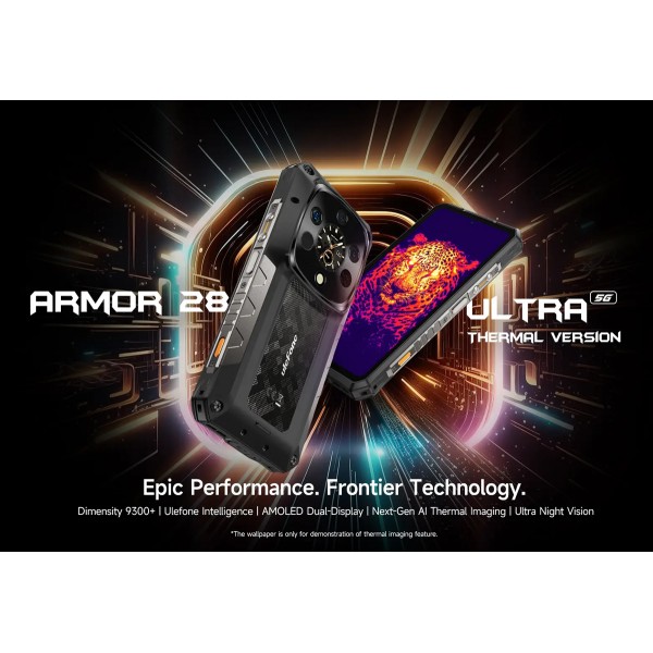 ULEFONE smartphone Armor 28 Ultra Thermal, 6.67" & 1.04, 16/1TB, 5G, 10600mAh, IP68/IP69K, μαύρο - Smartphones