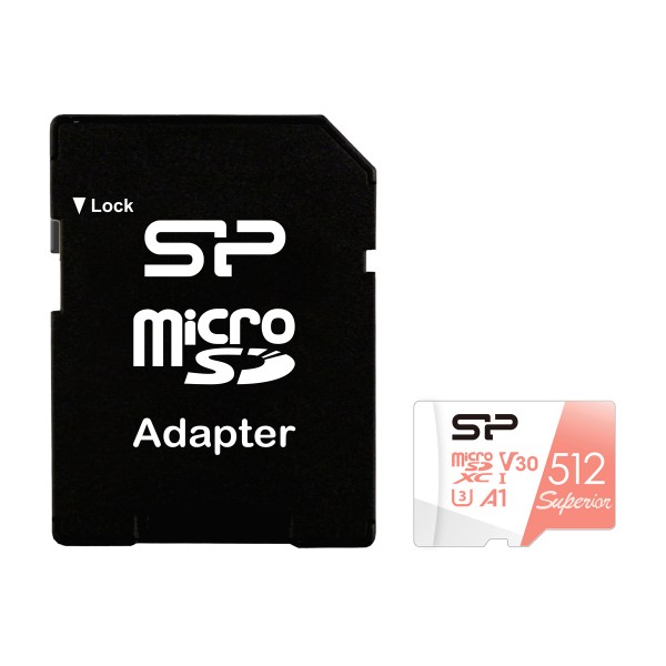 SILICON POWER κάρτα μνήμης microSDXC Superior, 512GB, C10 UHS-I U3 A1 V30 - Κάρτες Μνήμης