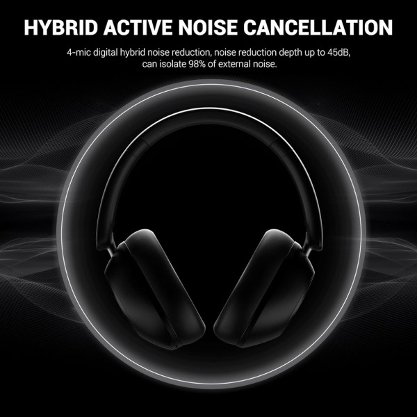 ONEODIO headphones Focus A5, ενσύρματα & ασύρματα, Hybrid ANC, 40mm, 600mAh, μαύρο
