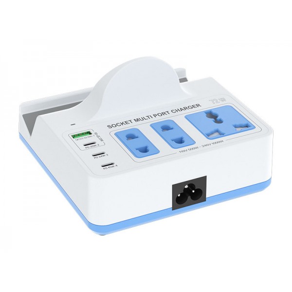 RELIFE σταθμός φόρτισης RL-309H, USB/3x USB-C/3x DC/wireless, 72W, λευκός