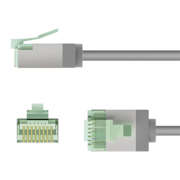 GOOBAY καλώδιο δικτύου 74343, CAT 8.1 U/FTP, slim, copper, 2000MHz, 0.15m, γκρι