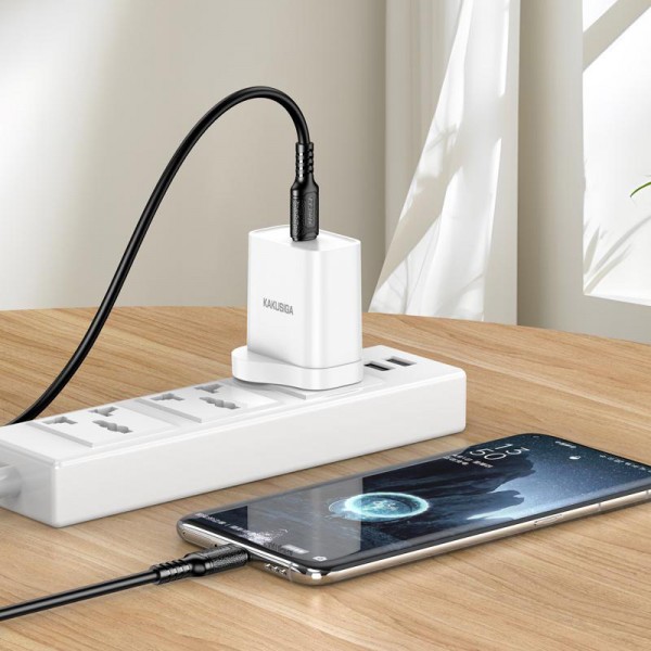 KAKUSIGA καλώδιο USB-C σε USB-C KSC-984, σιλικόνης, 60W, 480Mbps, 1m, λευκό - USB-C (Type-C)