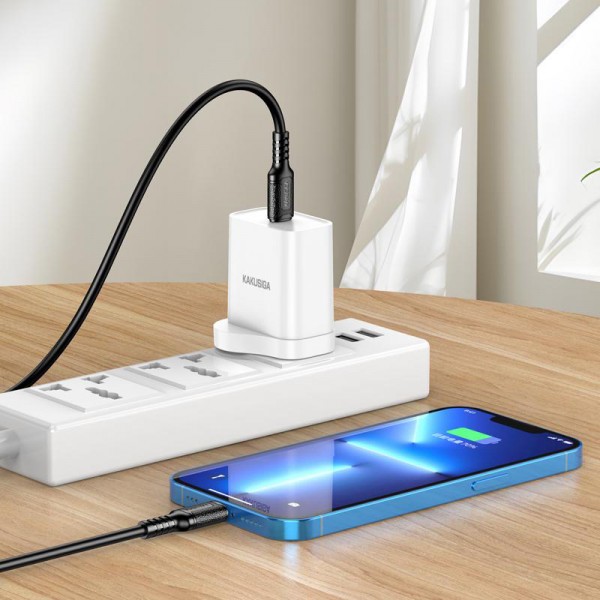 KAKUSIGA καλώδιο Lightning σε USB-C KSC-984, σιλικόνης, 27W, 480Mbps, 1m, μαύρο - USB-C (Type-C)