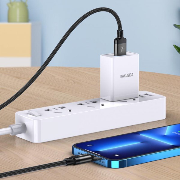 KAKUSIGA καλώδιο Lightning σε USB KSC-970, 3A, 480Mbps, 1m, μαύρο - USB