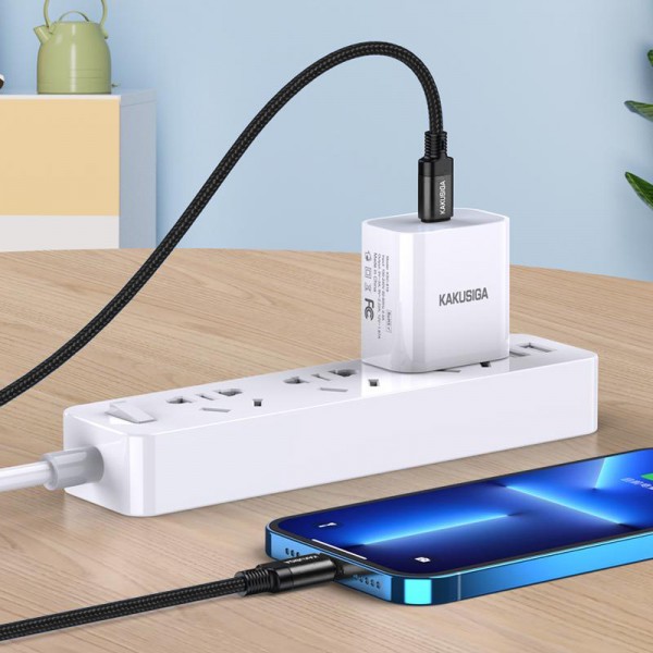 KAKUSIGA καλώδιο Lightning σε USB-C KSC-970, 27W, 480Mbps, 1m, μαύρο - USB-C (Type-C)