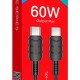 KAKUSIGA καλώδιο USB-C σε USB-C KSC-710, 60W, 480Mbps, 1.2m, μαύρο