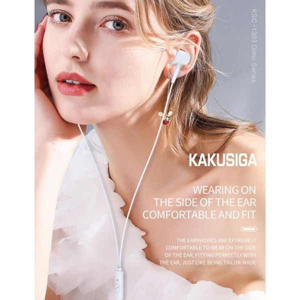 KAKUSIGA earphones με μικρόφωνο KSC-1303, 3.5mm σύνδεση, 10mm, 1.1m, μαύρα - Ακουστικά - Bluetooth