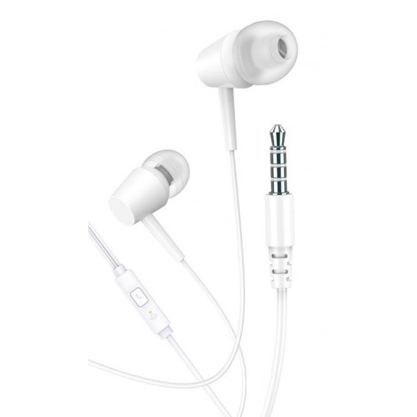 KAKUSIGA earphones με μικρόφωνο KSC-1303, 3.5mm σύνδεση, 10mm, 1.1m, λευκά - Ακουστικά - Bluetooth